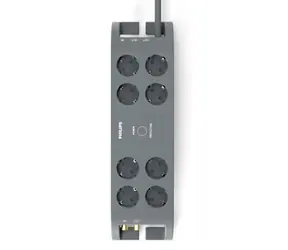 Philips SPN5185A/58 šedá / Přepěťová ochrana / Schuko / 8 zásuvek / Koaxiální kabel / RJ11 / 2m