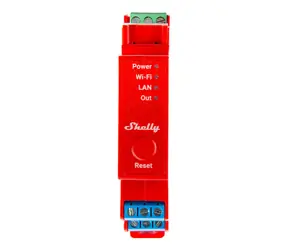 Shelly Pro 1PM červená / Chytrý spínač s měřením spotřeby / 1 kanál / BT 4.2 / WiFi