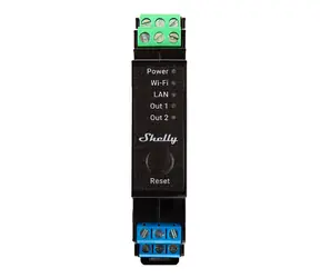 Shelly Pro 2PM šedá / Chytrý spínač s měřením spotřeby / 2 kanály / BT 4.2 / WiFi