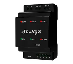 Shelly Pro 3 spínací modul na DIN lištu / Chytrý spínač / 3 kanály / BT 4.2 / WiFi