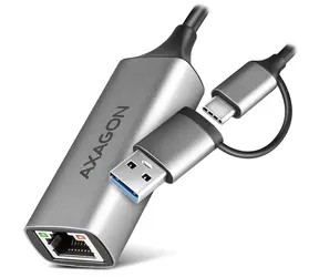AXAGON ADE-TXCA, USB-C + USB-A 3.2 Gen 1 - Gigabit Ethernet síťová karta, Asix AX88179, auto instal