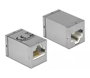 DeLock Adaptér RJ-45 (F) - RJ-45 (F) Cat.6A STP šedá