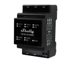 Shelly LAN Switch / Chytrý LAN switch / na elektro DIN lištu / 5x RJ45 / 110–230V