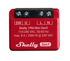 Shelly 1PM Mini Gen3 - spínací modul s měřením spotřeby 1x 8A (WiFi & Bluetooth)