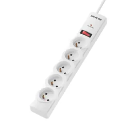 SENCOR SSP 520 bílá / Přepěťová ochrana / 306J / 5 zásuvek (10A) / 1m 