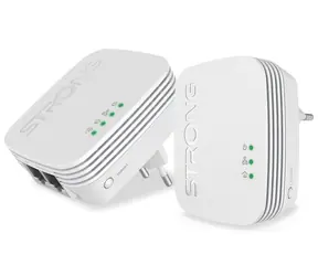 STRONG Powerline WF 600 DUO MINI / Sada Powerline adaptérů / 600Mbps / Wi-Fi 300Mbps / 2x LAN / 2ks