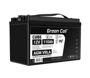 Green Cell bezúdržbová baterie AGM VRLA 12V 110Ah / pro sekačky | lodě | invalidní vozíky | obytné vozy a koloběžky