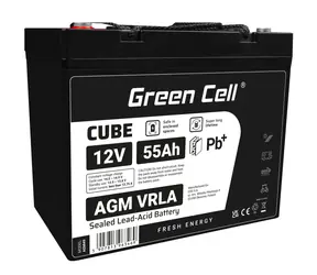 Green Cell bezúdržbová baterie AGM VRLA 12V 55Ah / pro sekačky | lodě | invalidní vozíky a koloběžky