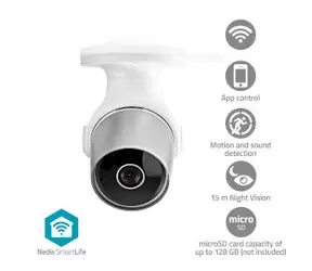 Nedis WIFICO11CWT / Venkovní IP kamera / 1920 x 1080 / Wi-Fi / microSD / IP65 / Android & iOS 