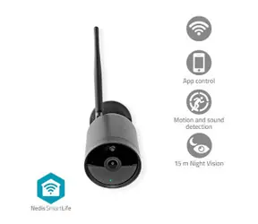 Nedis WIFICO40CBK / Venkovní kamera / 1920 x 1080 / Wi-Fi / microSD / IP65 / Android & iOS / SmartLife  