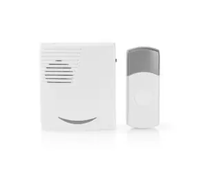 Nedis DOORB211WT bílá / Bezdrátový zvonek / 1x CR2032 / 80 dB / až 300 m / IP44 / 36 melodií