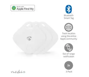 Nedis SmartLife Key Finder s podporou Apple Find My App 3 ks bílá / 3x CR2032 baterie / Bluetooth 5.1 