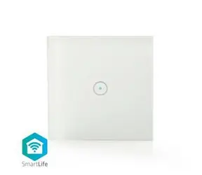 Nedis SmartLife Nástěnný vypínač bílá / Wi-Fi / Jednoduchý / Nástěnný držák / 1000 W / Android & iOS / Sklo 