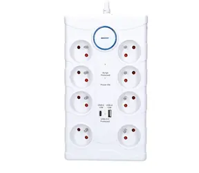 Solight PO80 přepěťová ochrana bílá / 370J / 8 zásuvek / 2m