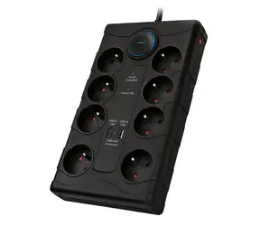 Solight PO80 přepěťová ochrana černá / 370J / 8 zásuvek / 2m