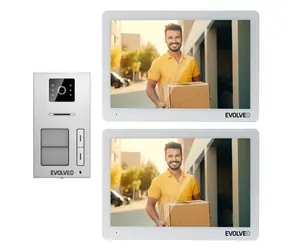 EVOLVEO DoorPhone 20-2W bílo-stříbrná / 2 drátový videotelefon s aplikací pro dvě domácnosti / 32GB 