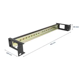 Delock 19” Panel na lištu DIN s bočním vstupem pro kabel černá 