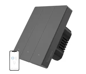 SONOFF SwitchMan Chytrý Nástěnný Vypínač M5 Matter Tmavě šedá / 3-tlačítko / 80 mm