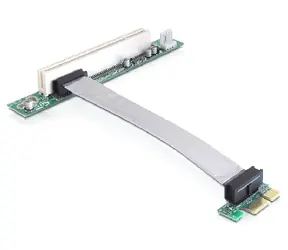 Delock Riser card PCI Express x1 na PCI 32Bit 5 V / flexibilní kabel 13cm / zasunutí vlevo