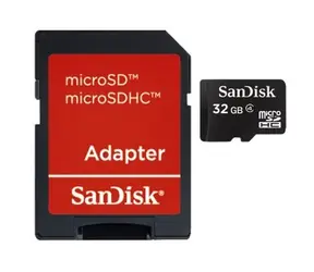 SanDisk microSDHC 32GB + adaptér / Class 4 / vhodné pro HD