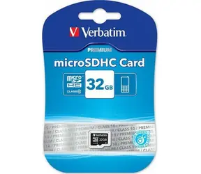 Verbatim microSDHC 32GB PREMIUM / Paměťová karta / UHS-I (U1) / Class 10 / až 45MBs  