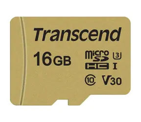 Transcend 500S Micro SDHC 16GB + adaptér / UHS-I / U3 / V30 / R: 95MBs / W: 60MBs