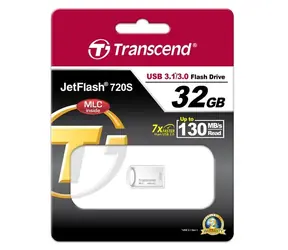 Transcend JetFlash 720S 32GB stříbrná / Flash Disk / USB 3.2 Gen 1 - (USB-A 3.0)