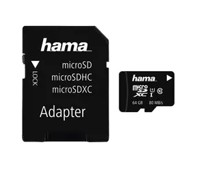 Hama microSDXC 64 GB + adaptér / Class 10 / UHS-I / 80 MB-s / 