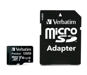 Verbatim Premium microSDXC Pro 128GB + Adaptér / Paměťová karta / UHS-I (U1) / Class 10 / V10 / R: až 90MBs / W: 10MBs