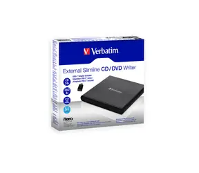 VERBATIM Slimline externí vypalovačka CD-DVD černá / USB 2.0 / se softwarem Nero Burn & Archive