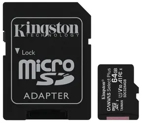 Kingston Canvas Plus microSDXC 64GB s adaptérem / UHS-I V10 / U1 / Class 10 