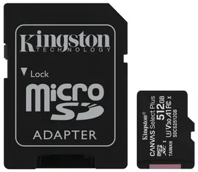 Kingston Canvas Plus microSDXC 512GB s adaptérem / UHS-I V10 / U1 / Class 10 