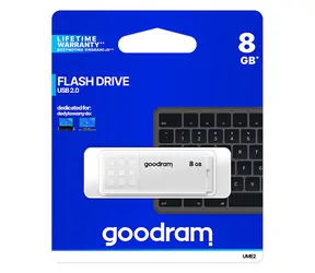 GOODRAM UME2 8GB bílá / Flash disk / USB 2.0 / čtení: 20MBs / zápis: 5MBs