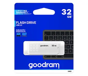 GOODRAM UME2 32GB bílá / Flash disk / USB 2.0 / čtení: 20MBs / zápis: 5MBs