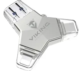 VIKING USB FLASH DISK 128GB 4v1 stříbrná / LIGHTNING / USB-C / MICRO USB / USB-A