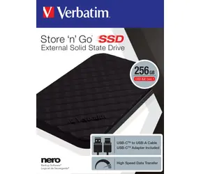 Verbatim SSD Store 'n' Go 256GB černá / Externí SSD / 2.5"/ USB 3.2 Gen. 1