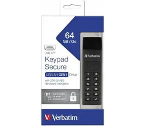Verbatim Keypad Secure Drive 64 GB  / USB C 3.2 Gen 1 / R:160 MBs / W:140 MBs