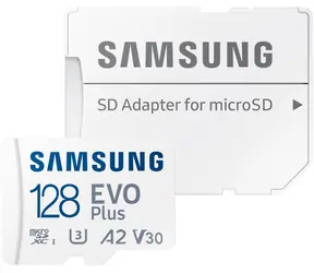 SAMSUNG EVO Plus Micro SDXC 128GB + SD adaptér / U3 / V30 / A2 / Čtení: 130MBps