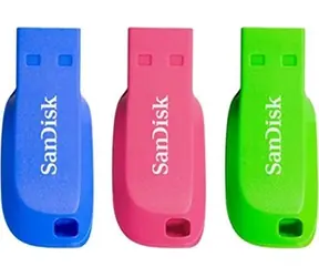 SanDisk Cruzer Blade 16 GB modrá & růžová & zelená 3 ks