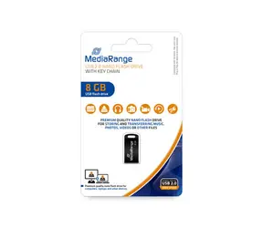 MediaRange MR920 8GB černá / Flash Disk / USB-A 2.0 / čtení: 15MBs / zápis: 4MBs