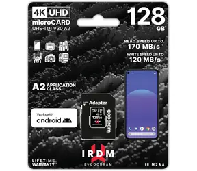 GOODRAM IRDM M2AA microSDXC 128GB + SD adaptér / Class 10 / UHS I / U3 / A2 / V30 / R: až 170 MBps / W: až 120 MBps