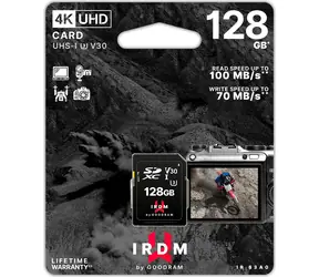GOODRAM IRDM S3A0 SDXC 128GB / Class 10 / UHS I / U3 / V30 / R: až 100 MBps / W: až 70 MBps