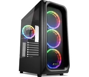 Sharkoon TK5M černá / ATX / 2x USB 3.0 / 1x USB-C / 4x 120mm / Bez zdroje / průhledná bočnice