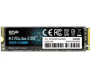 Silicon Power M.2 2280 A60 256GB / Interní SSD / PCIe Gen 3x4 / čtení:2200MBs / zápis:1600MBs