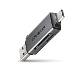 AXAGON CRE-DAC, USB-C + USB-A 3.2 Gen 1 - MINI čtečka karet, 2-slot & lun SD/microSD, podpora UHS-I