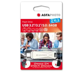 AgfaPhoto USB 3.0 64GB stříbrná / Flash Disk / USB-C 3.0