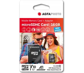 AgfaPhoto MicroSDHC 16GB + Adaptér / R:80 MB/s / W:15 MB/s / Class 10 