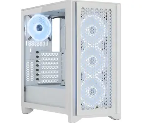 Corsair iCUE 4000D RGB Airflow bílá / E-ATX / USB 3.2 / USB-C / 3x 120mm / bez zdroje / průhledná bočnice