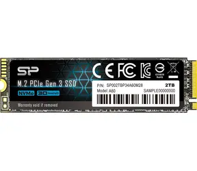 Silicon Power M.2 2280 A60 2TB / Interní SSD / PCle Gen 3x4 / čtení: 2200MBs / zápis: 1600MBs