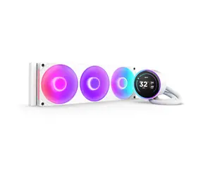 NZXT Kraken Elite 360 RGB V2 bílá / 3x 120mm / Fluid Dynamic Bearing / 30 dB @ 2400 RPM / 75.12 CFM / AMD + Intel